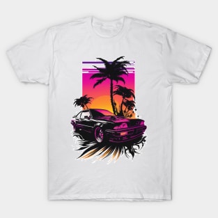 Retro Car in Synthwave Style T-Shirt